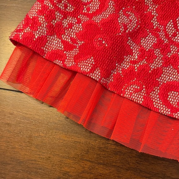 Justice Vibrant Red Kids Dress with White Floral Design - Picture 4 of 5